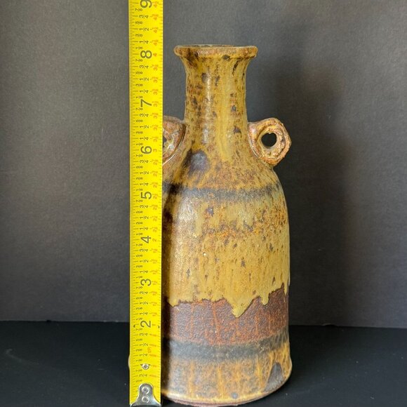 Handmade Rustic Ceramic Jug With Dual Handles & Earthy Drip Glaze Finish - Picture 9 of 9
